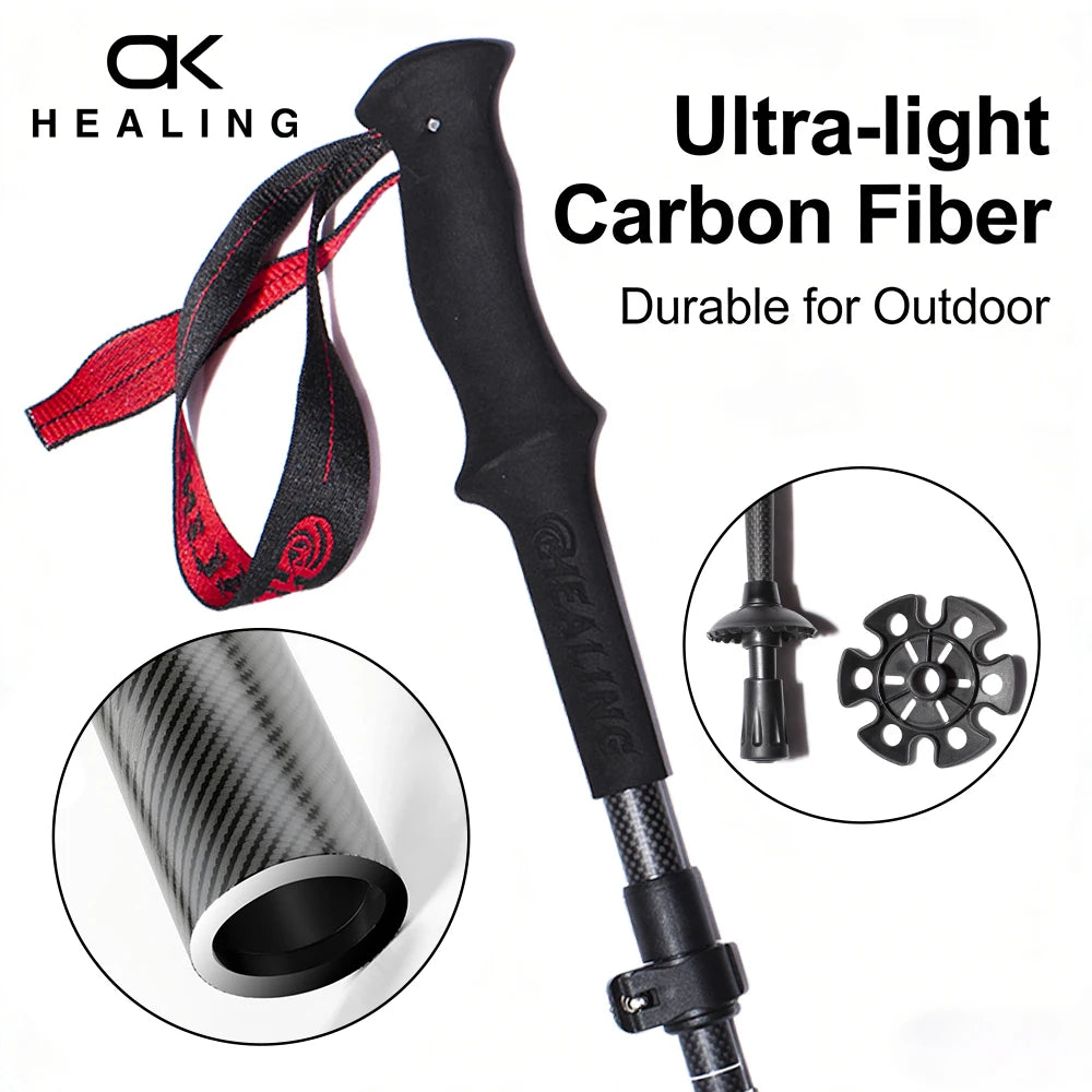 OKHEALING Carbon Fiber Trekking Poles For Hiking And Mountain Climbing