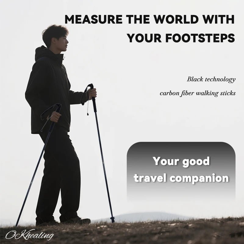 OKHEALING Carbon Fiber Trekking Poles For Hiking And Camping