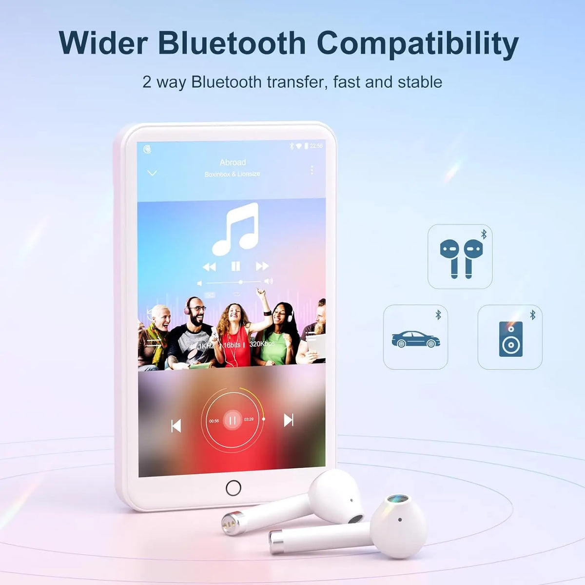 MECHEN 16GB Android 9.0 MP3 Player with Bluetooth and WiFi, with Spotify,Audible,Pandora, Up to 512 GB (White)