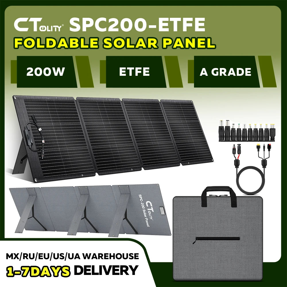CTOLITY Foldable Etfe Solar Panel 100 Watt Portable Charger