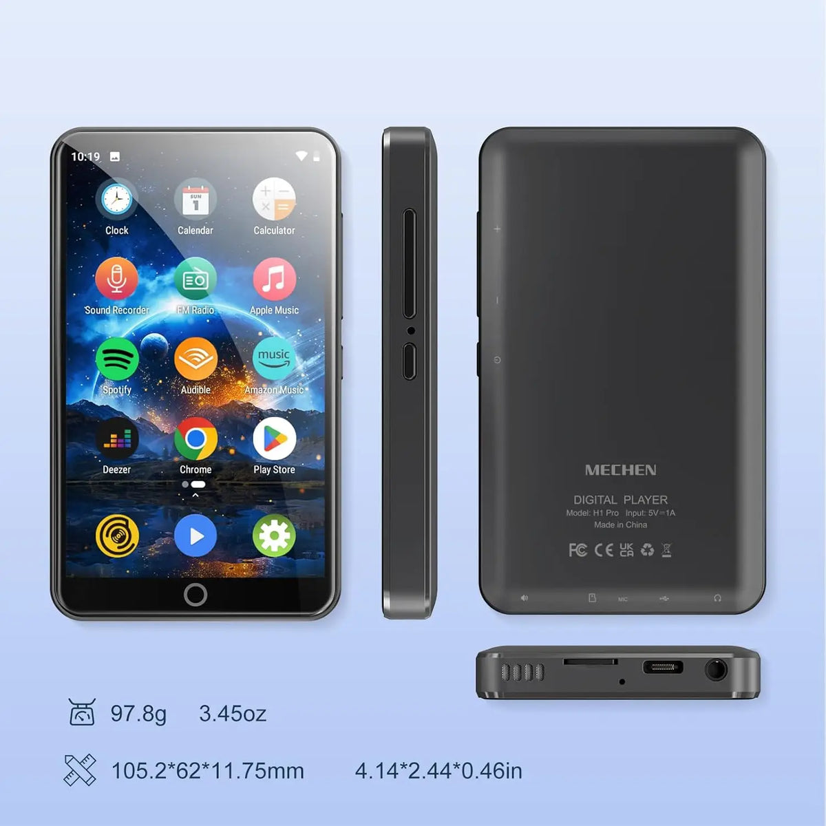 Android 9.0 MECHEN 16GB MP3 Player with Bluetooth and WiFi, with Spotify,Audible,Pandora, Up to 512 GB (White)