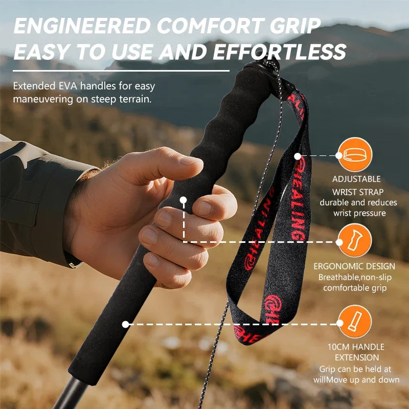 OKHEALING Carbon Fiber Trekking Poles For Hiking And Camping