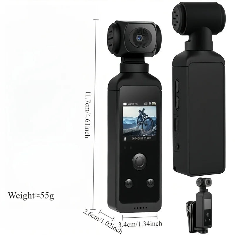 5K HD Pocket Action Camera With WiFi And Rotatable Lens