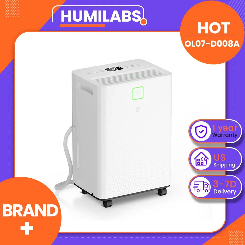 HUMILABS Smart Dehumidifier With Continuous Drain And Auto Defrost