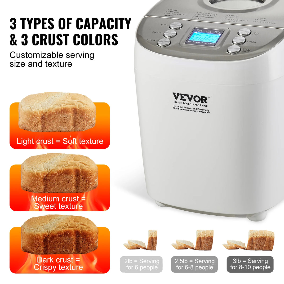 SucceBuy Automatic Bread Maker With 15 Programmable Functions