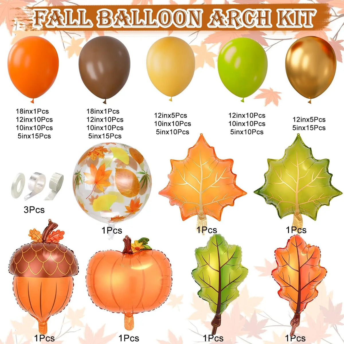 Fall Balloon Arch Kit 158Pcs for Thanksgiving Fall Party Decorations