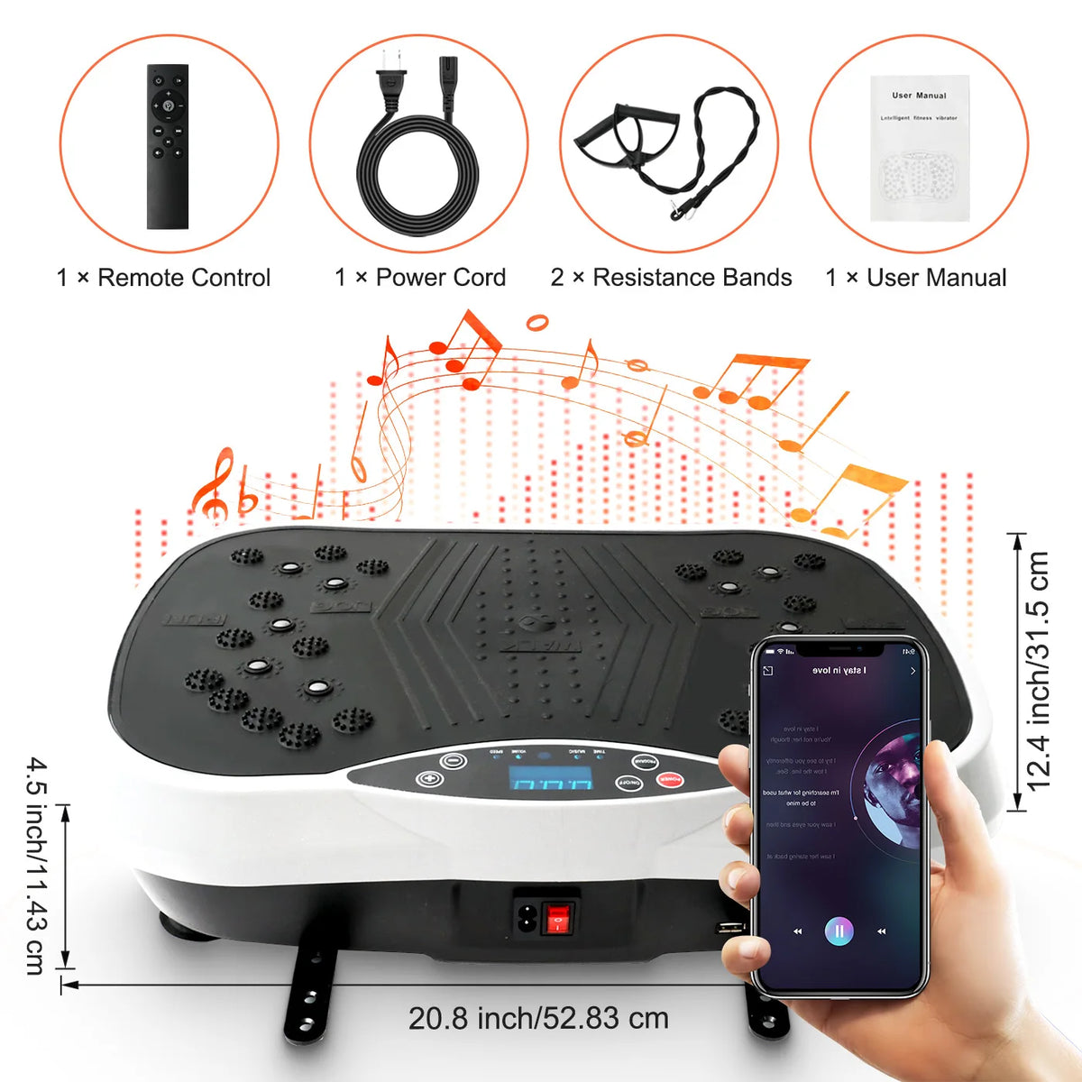 Portable Vibration Plate Exercise Machine With Bluetooth Remote