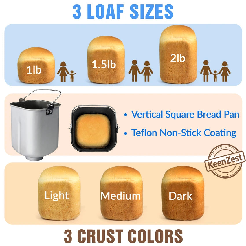KeenZest Automatic Bread Maker With Gluten Free Baking Settings