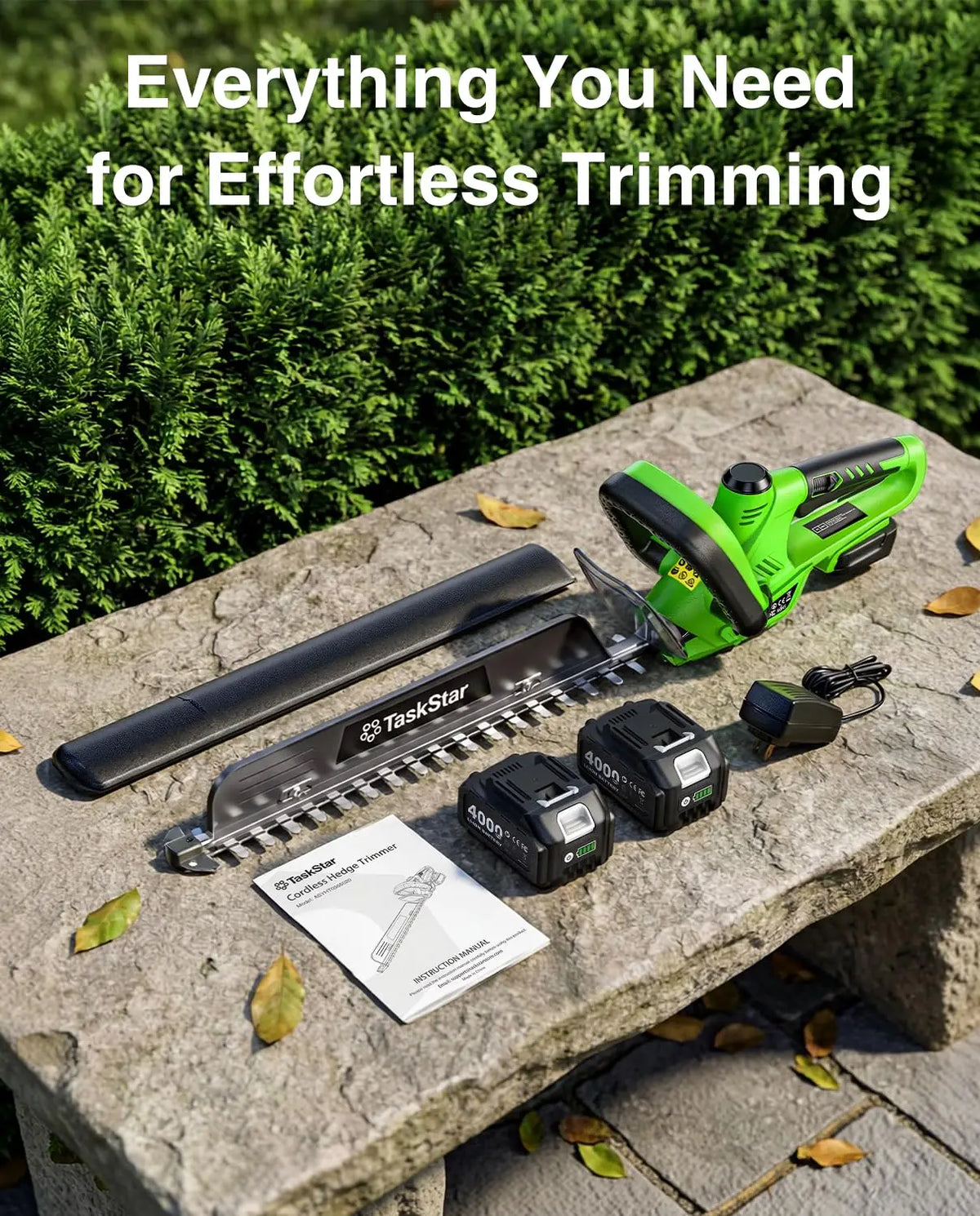 TaskStar Cordless Hedge Trimmer With Rotatable Handle And Debris Remover