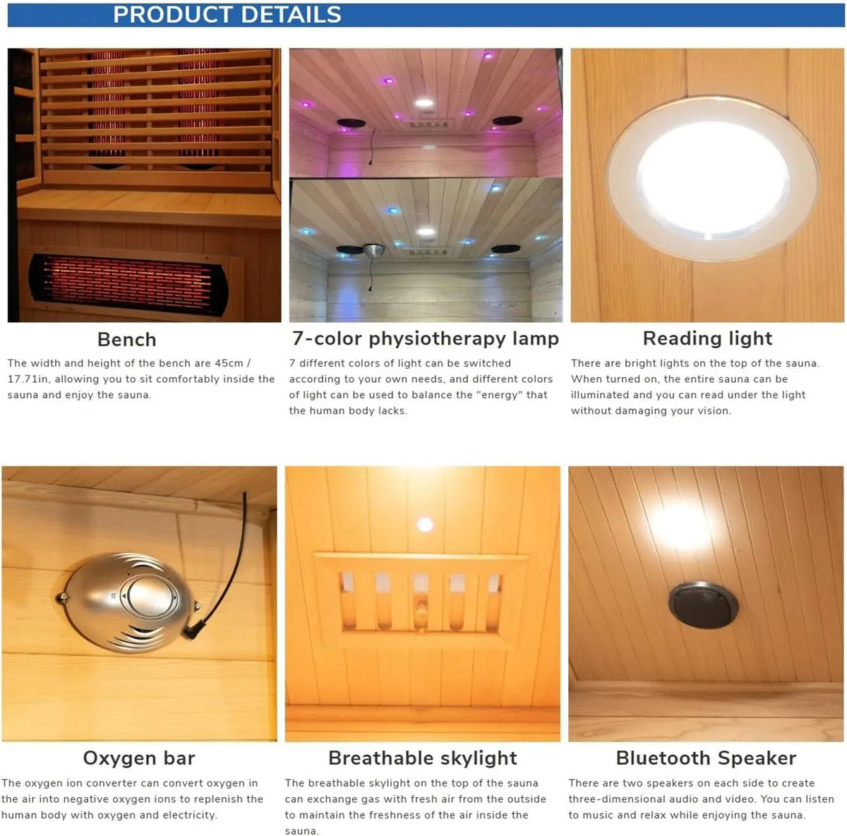 SMARTMAK Indoor Infrared Sauna With Low EMF Hemlock Wood