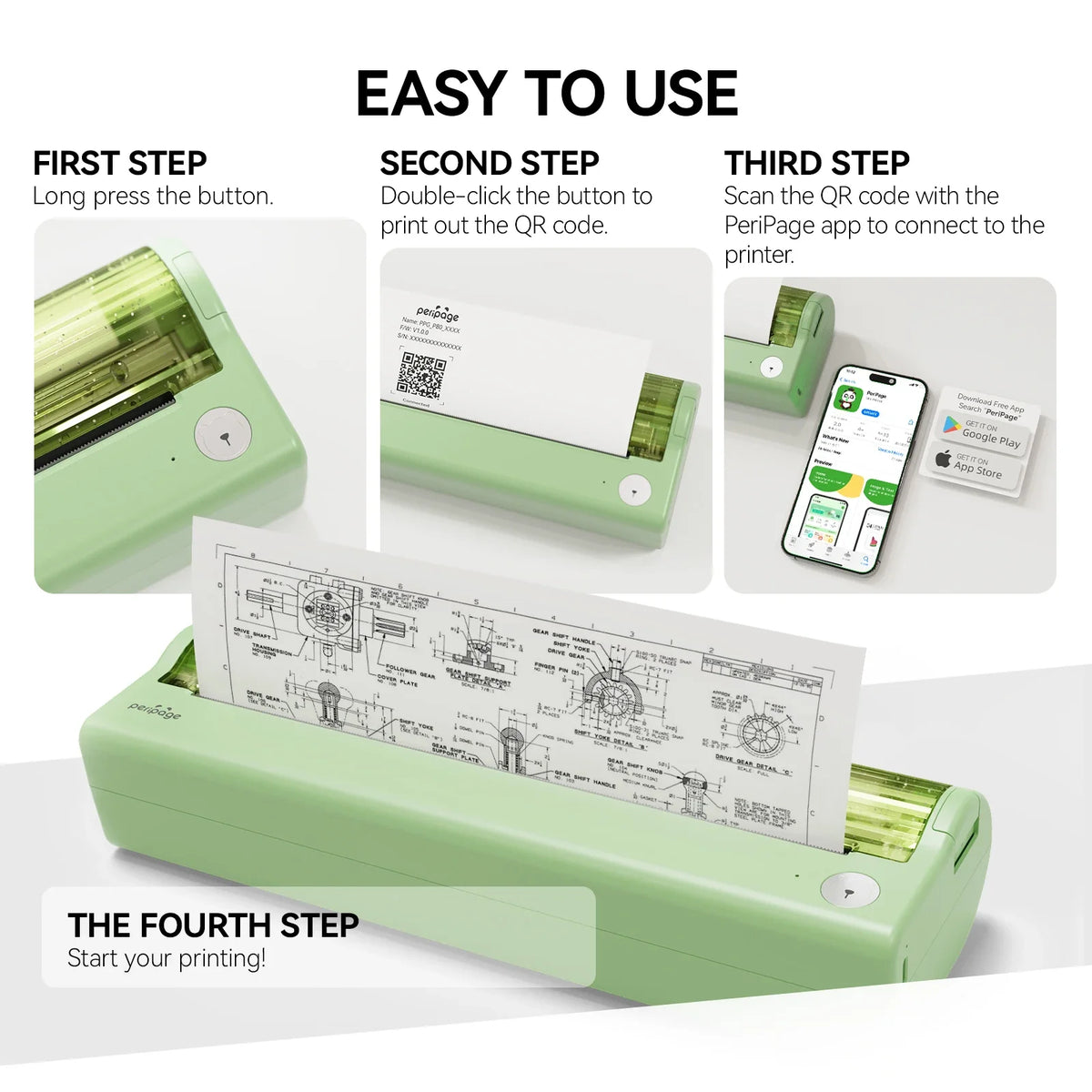 PeriPage P80 Portable Printers Wireless for Travel, Bluetooth Mobile Printer Portable Compatible with Phone & Laptop