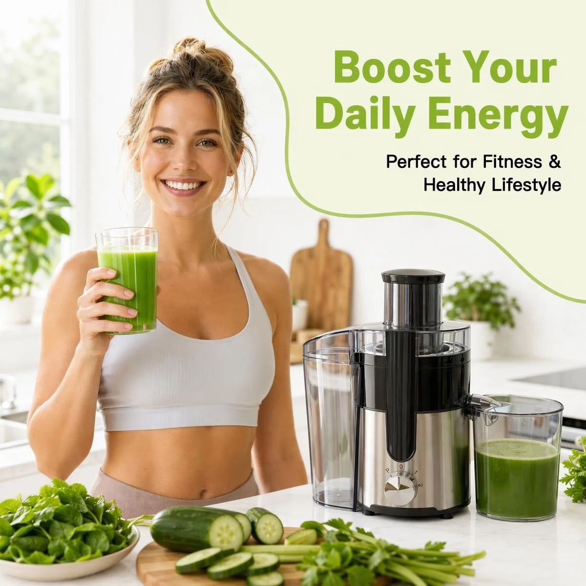 Efficient Centrifugal Juicer With Wide Feed Chute For Quick Juicing