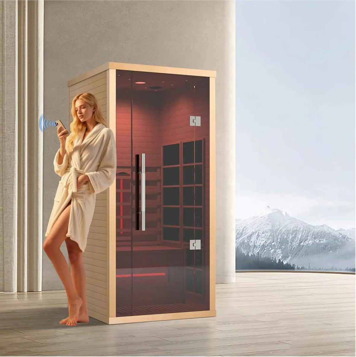 SMARTMAK Indoor Infrared Sauna With Low EMF Hemlock Wood
