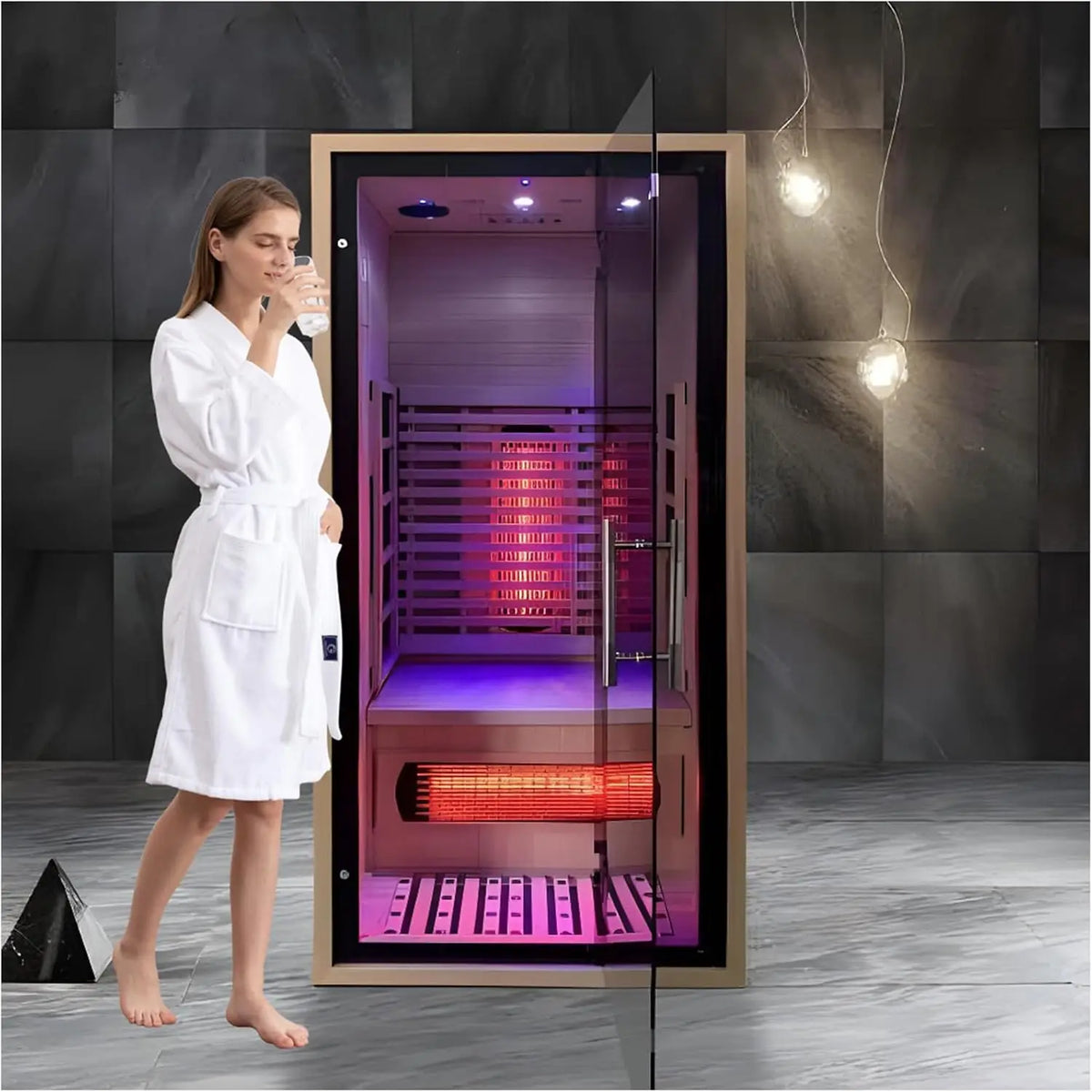 SMARTMAK Indoor Infrared Sauna With Low EMF Hemlock Wood