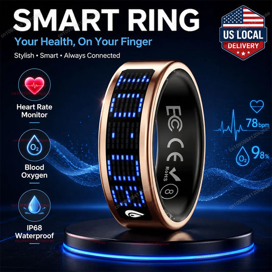 Smart Ring With Led Display Heart Rate Blood Oxygen Monitor