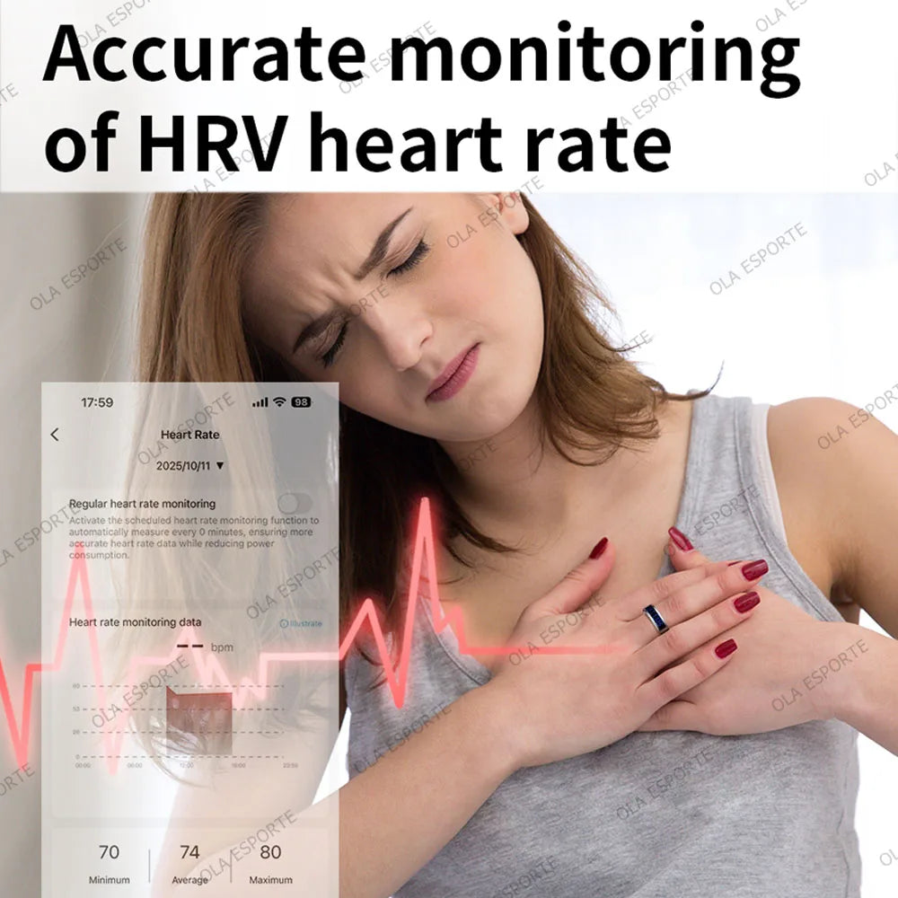 Smart Ring With Led Display Heart Rate Blood Oxygen Monitor