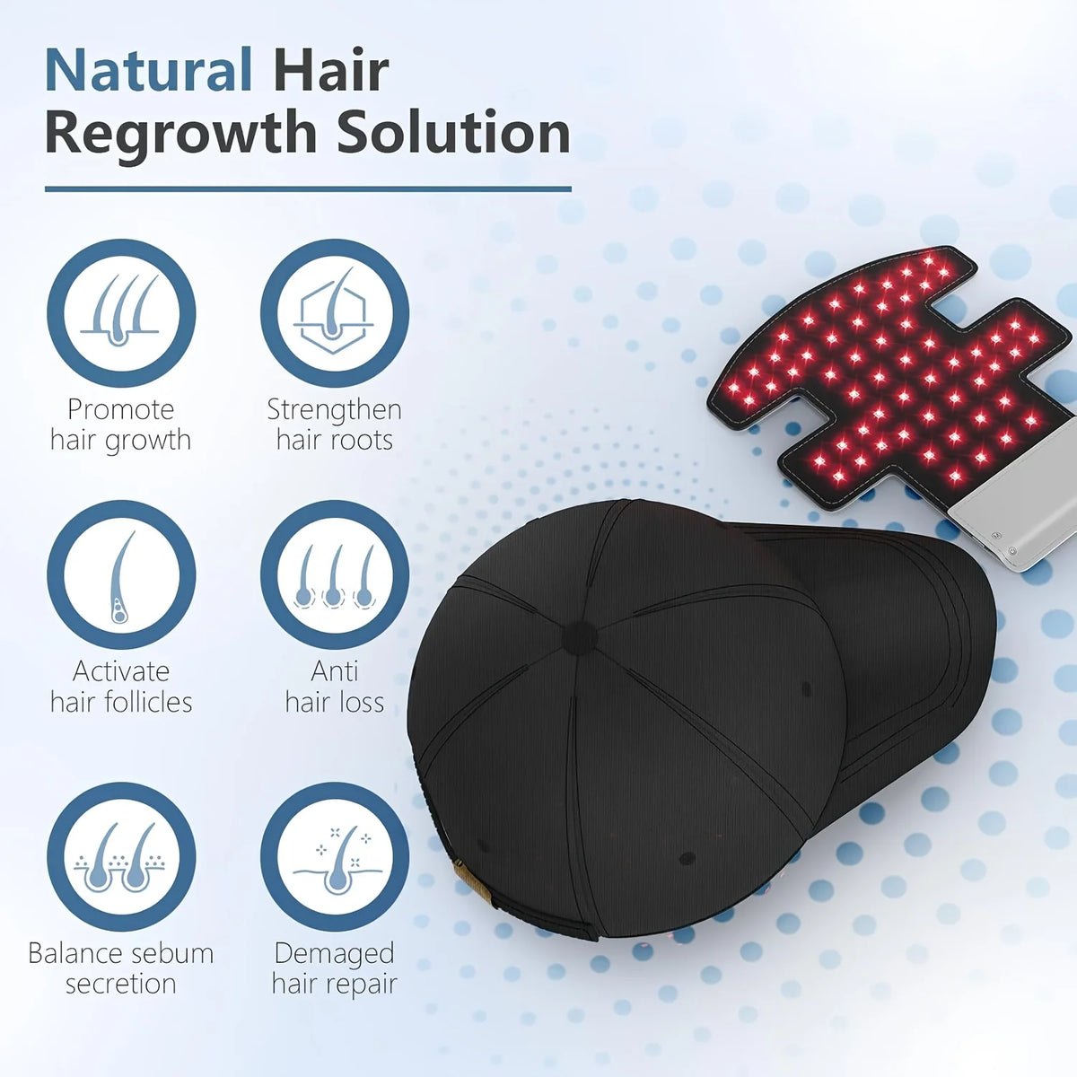 Jitesy Led Red Light Therapy Hair Regrowth Cap Rechargeable Battery