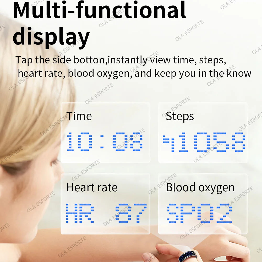 Smart Ring With Led Display Heart Rate Blood Oxygen Monitor