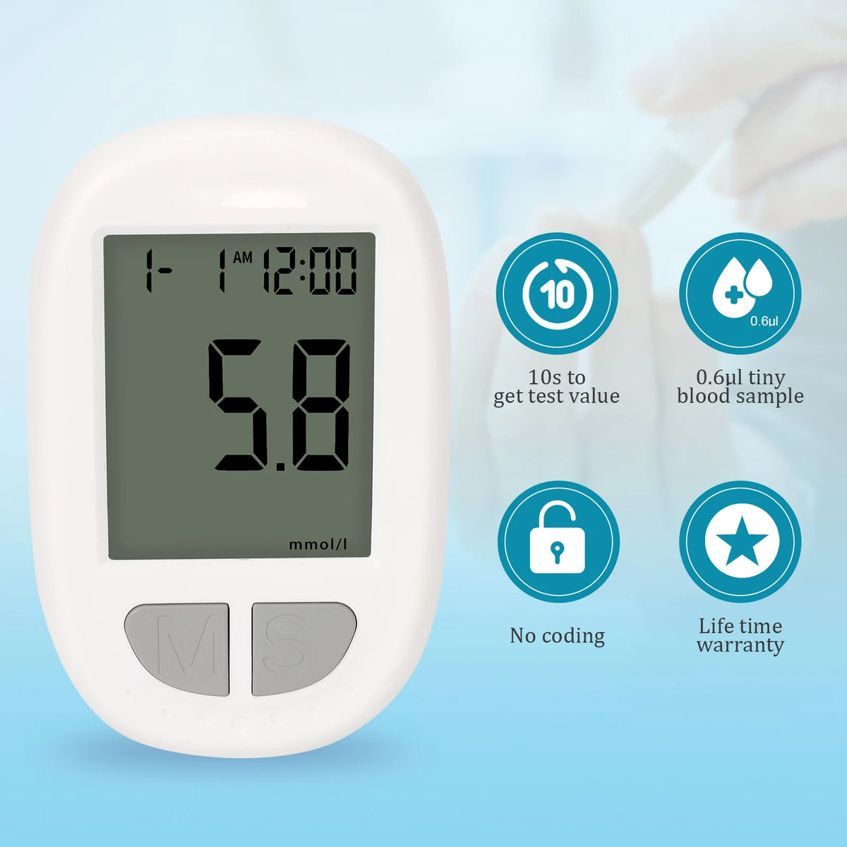 Jitesy Blood Glucose Monitor Kit With Test Strips And Lancets