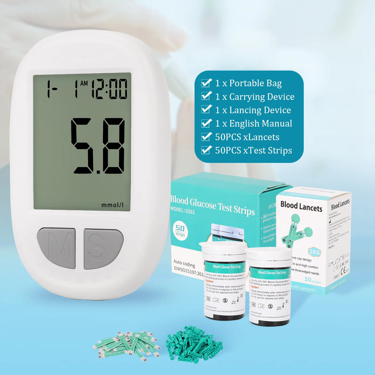 Jitesy Blood Glucose Monitor Kit With Test Strips And Lancets