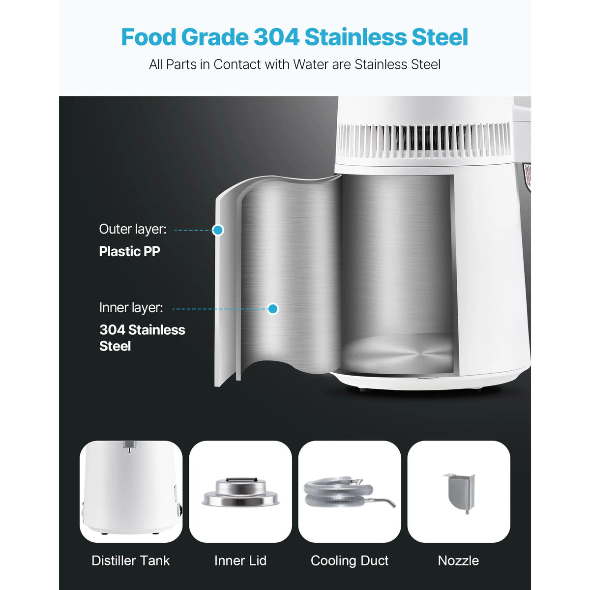 VEVOR Countertop Water Distiller For Clean Household Purification