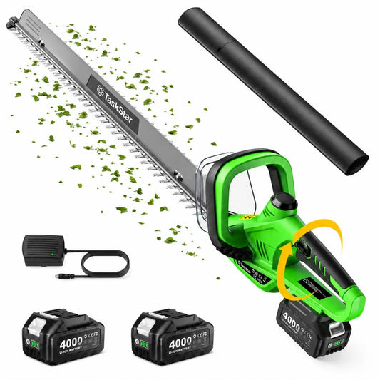 TaskStar Cordless Hedge Trimmer With Rotatable Handle And Debris Remover
