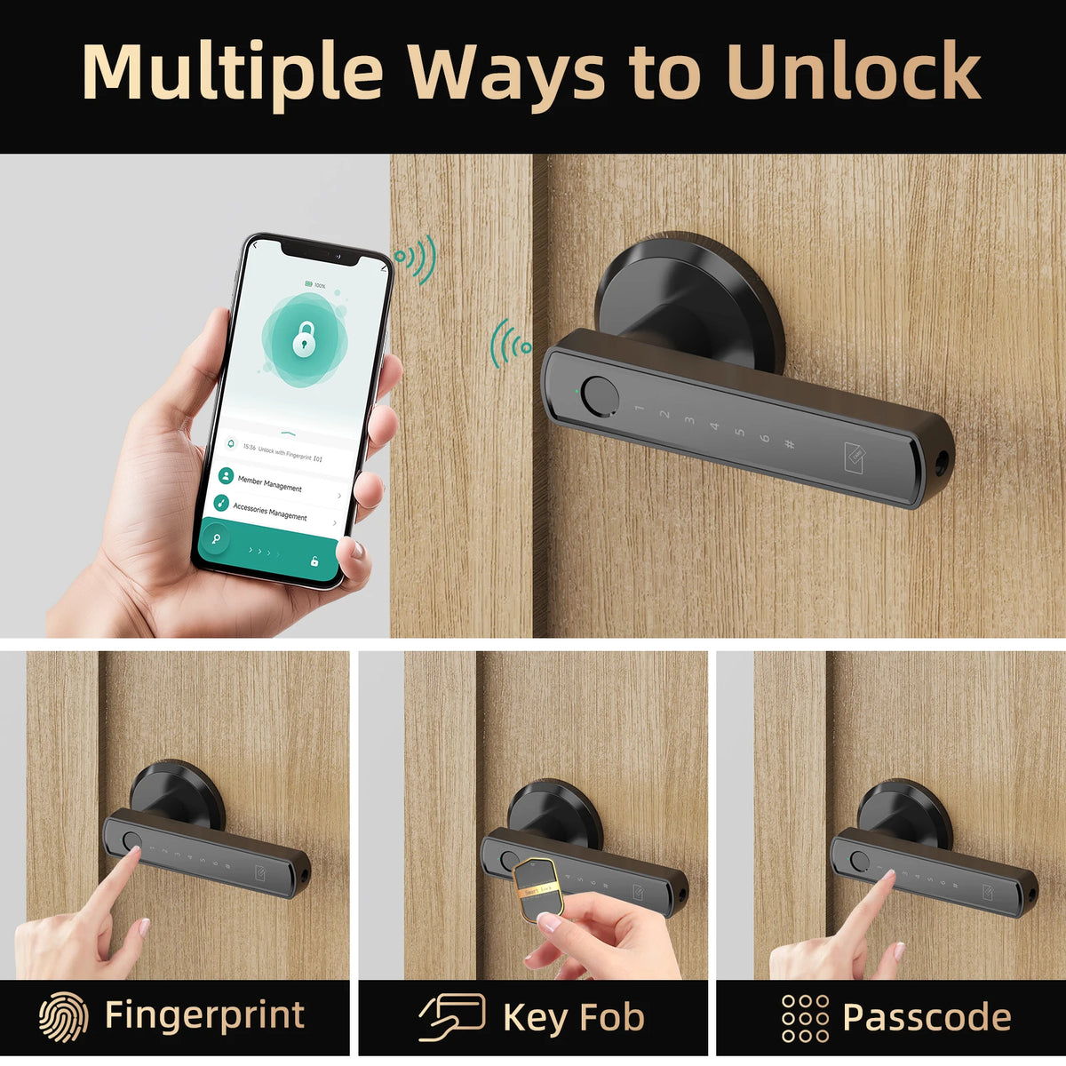 Viladepot Smart Door Lock With Fingerprint Passcode App Control