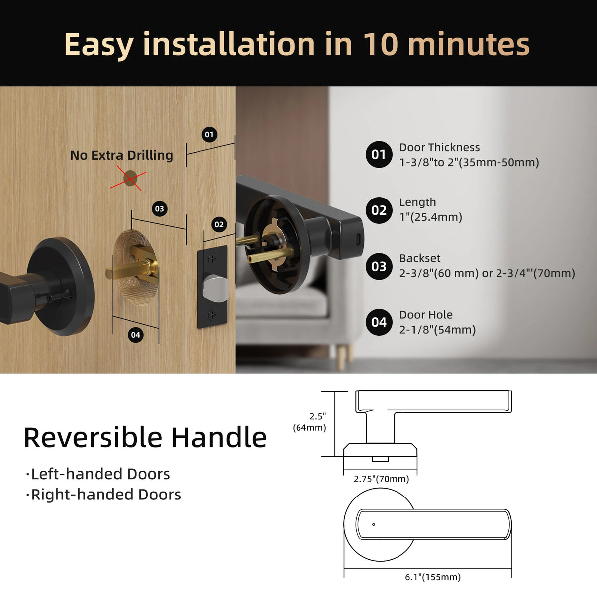 Viladepot Smart Door Lock With Fingerprint Passcode App Control