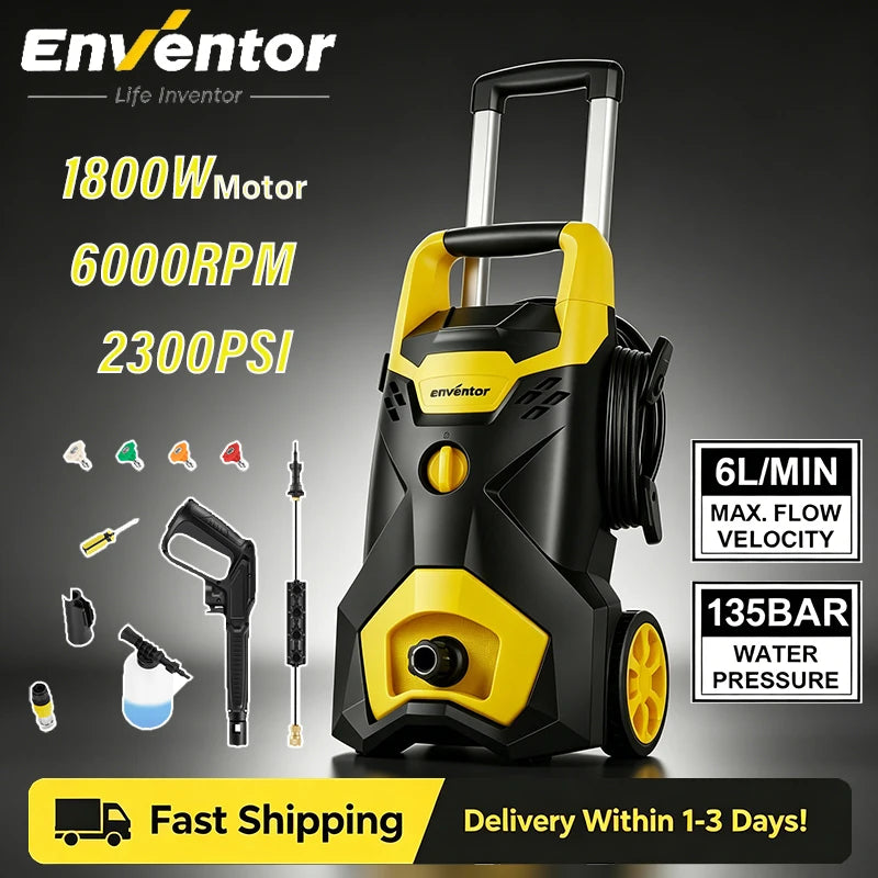 Enventor Electric Pressure Washer Portable Car And Garden Cleaner