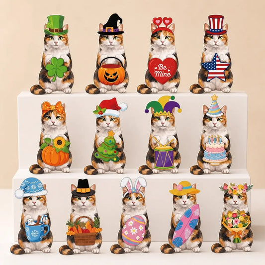 Interchangeable Wooden Desk Decor With Different Accessories Wooden Ornament For Pet Lover As Birthday Gifts,Home Party Decoration Summer Holiday Autumn Thanks Giving Festival Tabletop Decoration