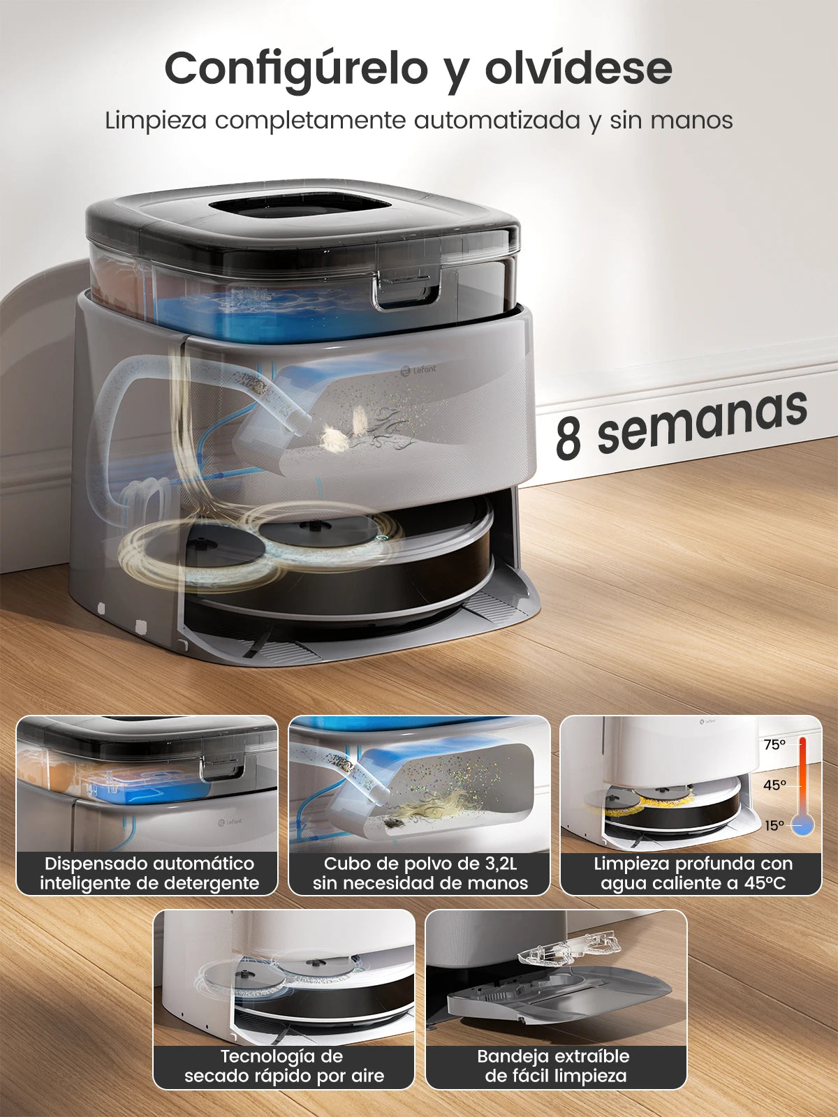 Lefant Robot Vacuum And Mop With 20000Pa Suction Auto Cleaning
