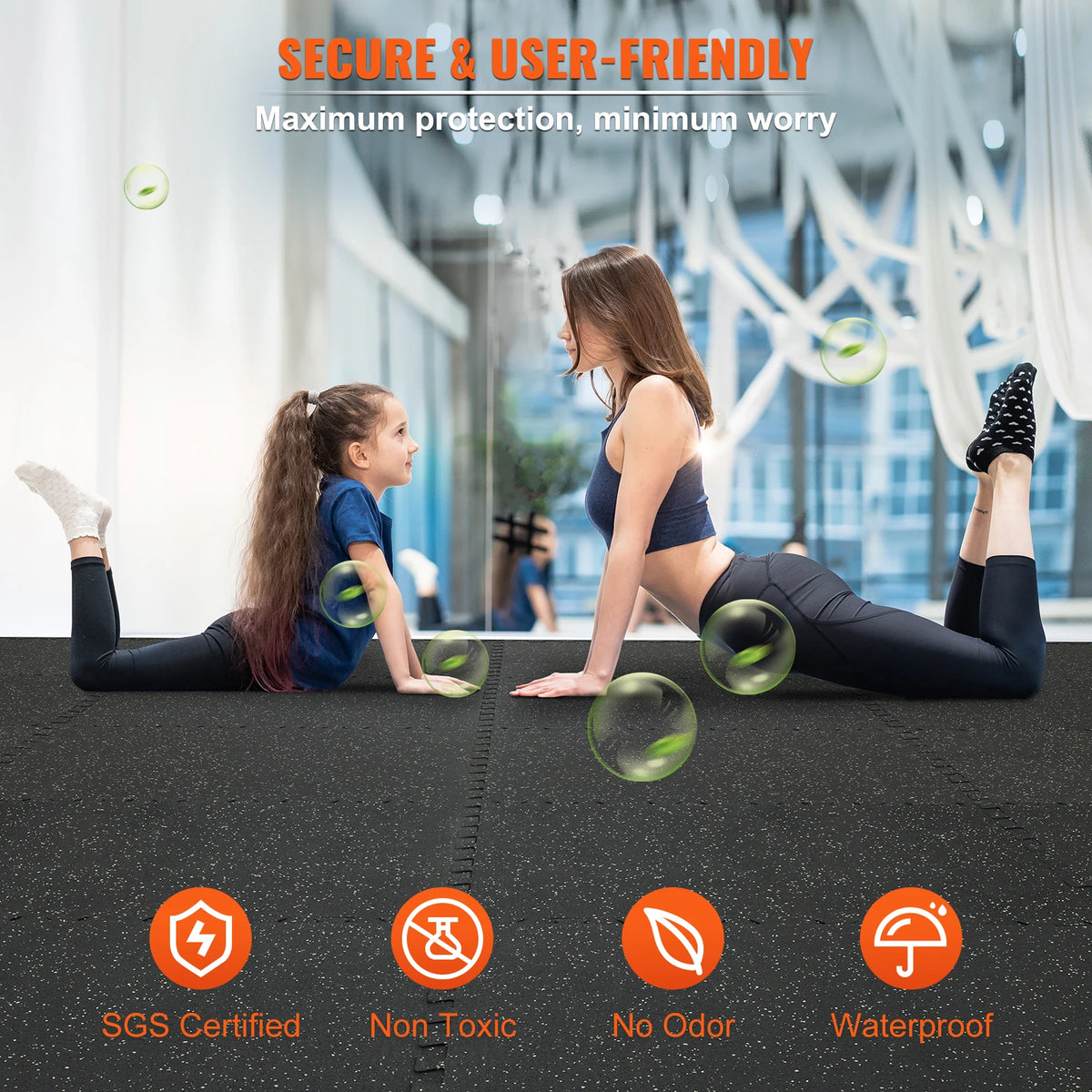 SucceBuy Interlocking Gym Floor Mats With Durable Rubber Top