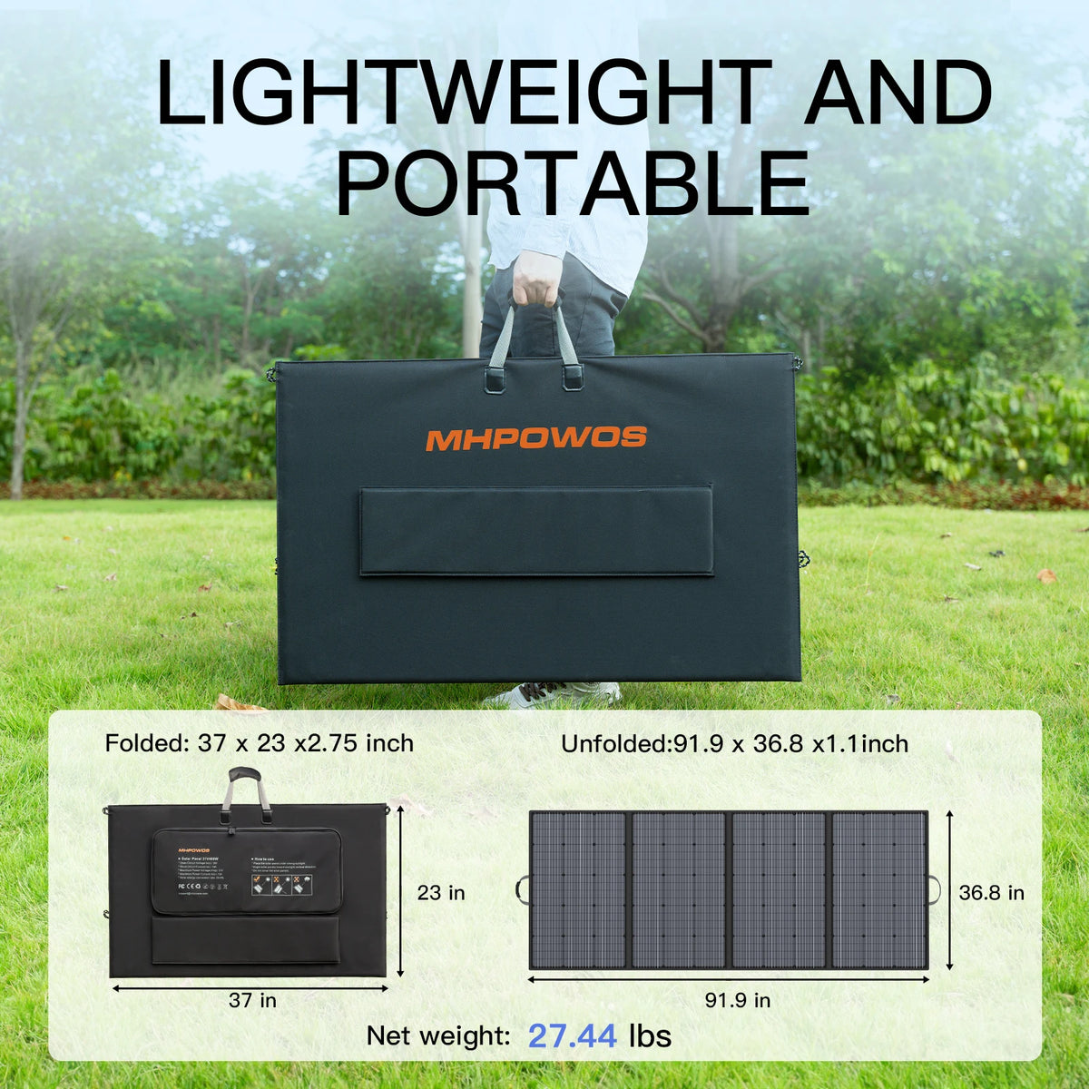 MHPOWOS 400W Foldable Portable Solar Panel With Protective Handbag