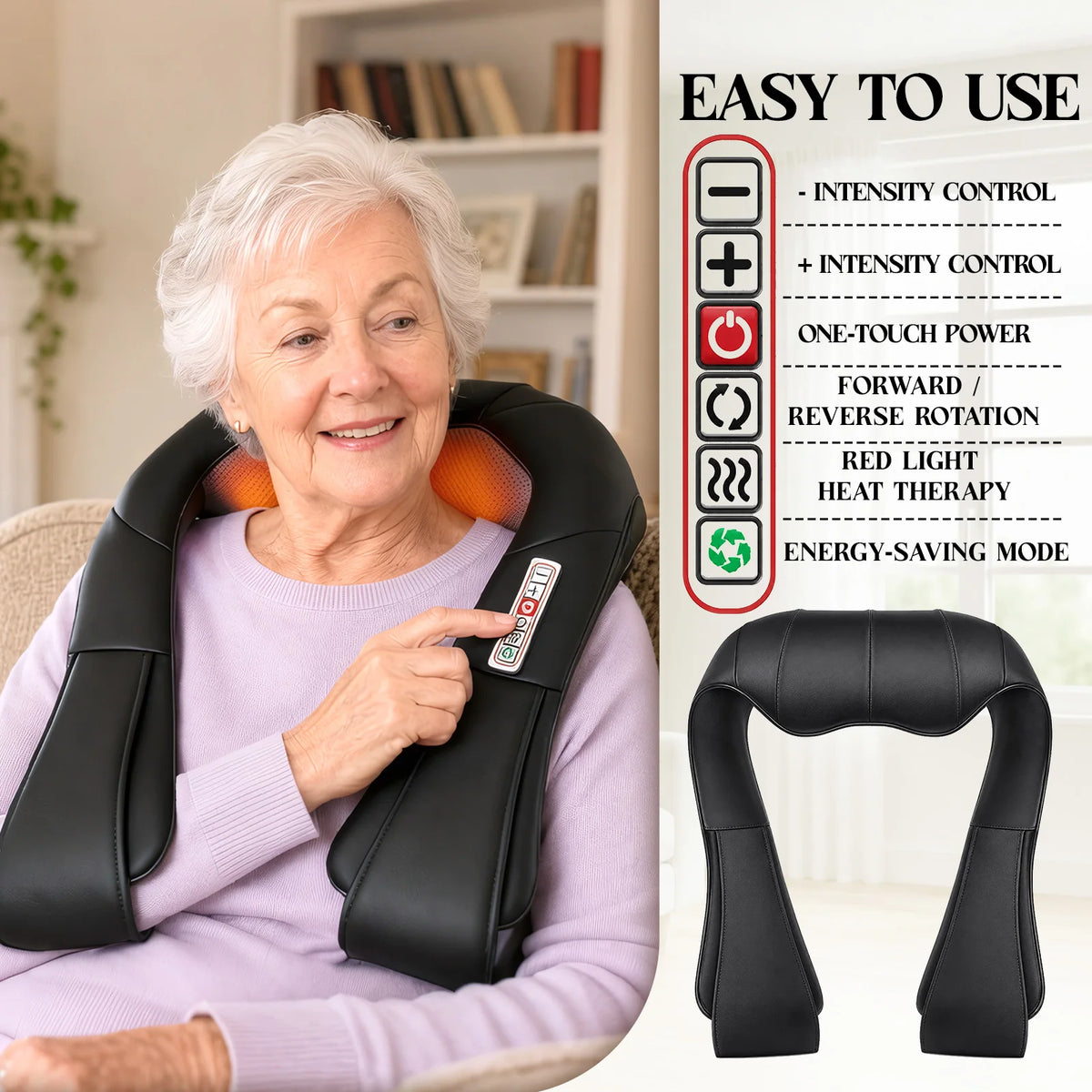 Electric Shiatsu Neck Shoulder Massager With Heat For Pain Relief