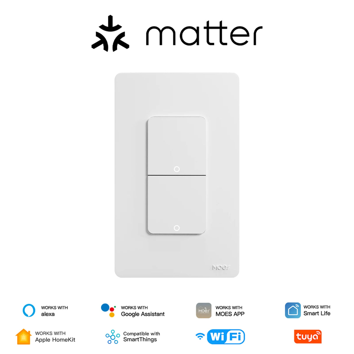 Moes Matter WiFi Smart Light Button Switch App Control