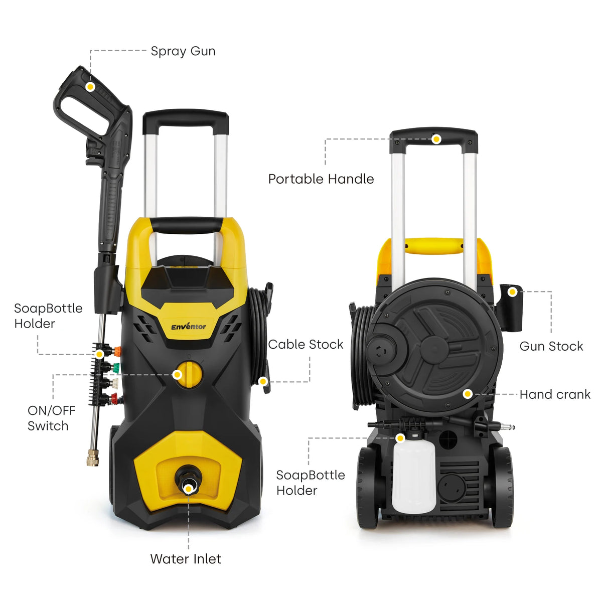 Enventor Electric Pressure Washer Portable Car And Garden Cleaner