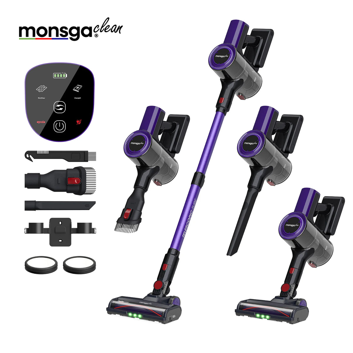 Monsga Cordless Vacuum Featuring Anti Tangle Brush And HEPA Filter