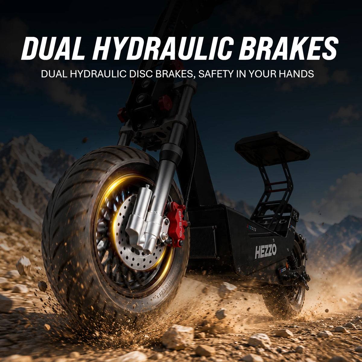 HEZZO F8 16" Escooter 10000W 72V Electric Scooter Off-Road 50Ah 90Miles Foldable Full Suspension 63Mph Powerful Kik Scooter With Seat Hydraulic Brake Black Bage Edition