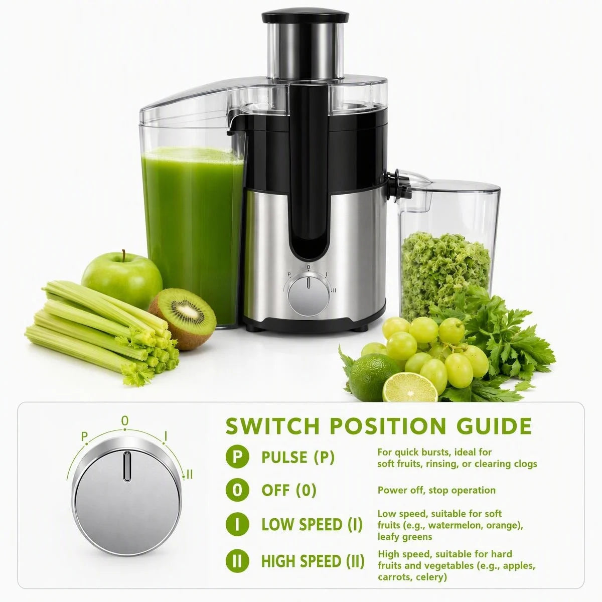Efficient Centrifugal Juicer With Wide Feed Chute For Quick Juicing