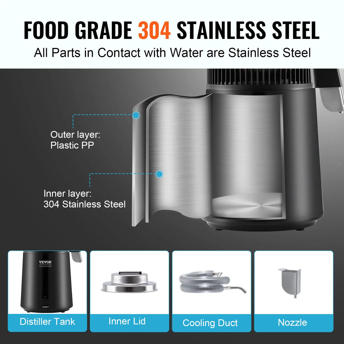 Succebuy Countertop Water Distiller Machine For Pure Stainless Steel Purifying