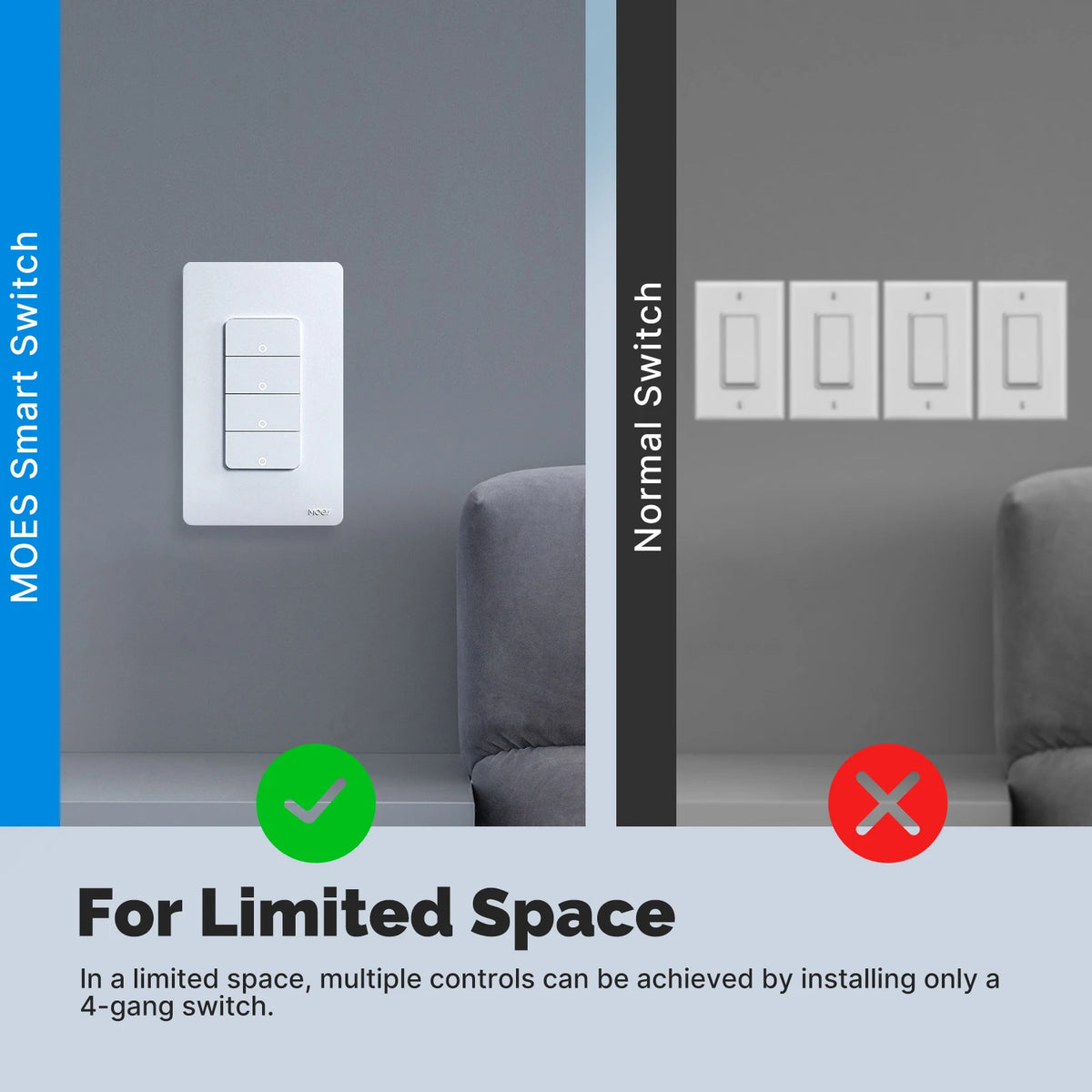 Moes Matter WiFi Smart Light Button Switch App Control
