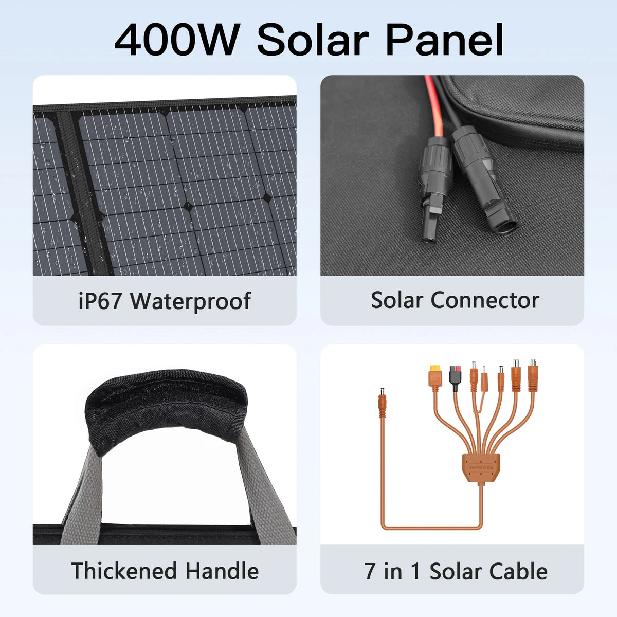 MHPOWOS 400W Foldable Portable Solar Panel With Protective Handbag