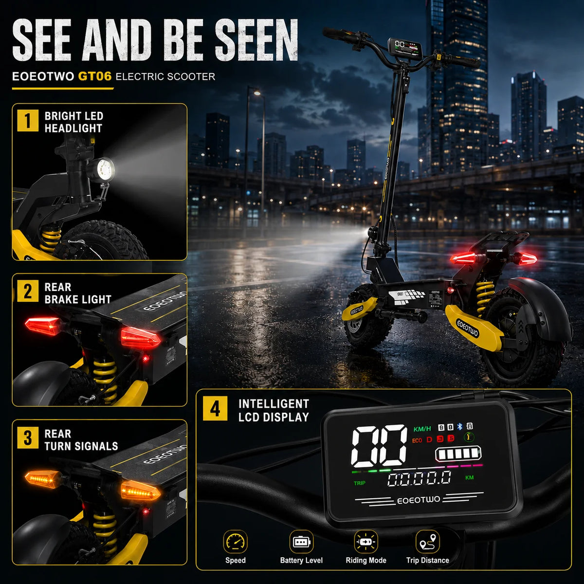 Eoeotwo 1200W Foldable Off Road Electric Scooter 30MPH