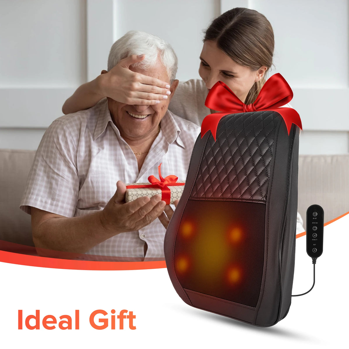 LINGTENG 3D Kneading Back Massager With Heat Therapy Rechargeable Battery