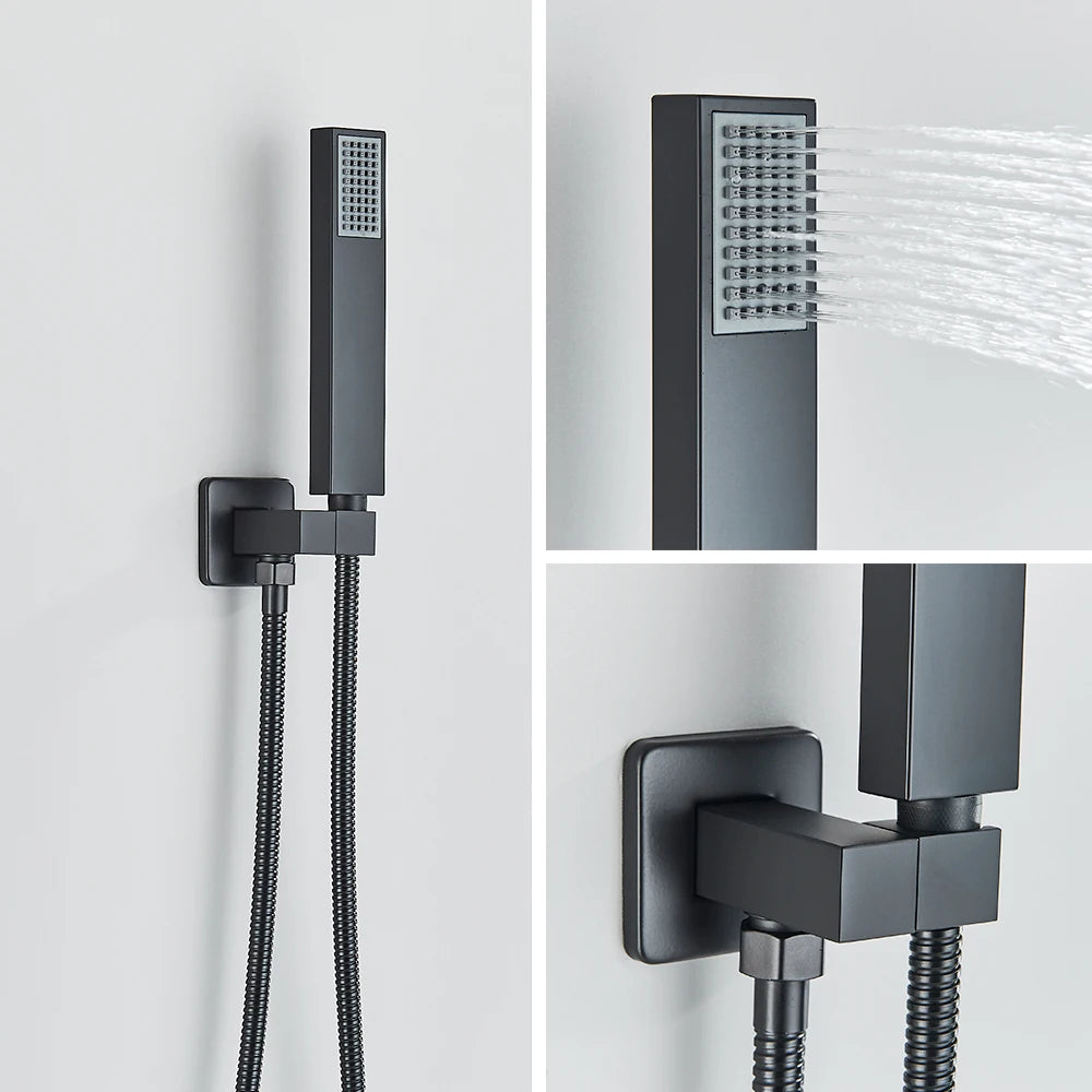 Saflihcar Stainless Steel Ceiling Rainfall Shower Head With LED Faucet