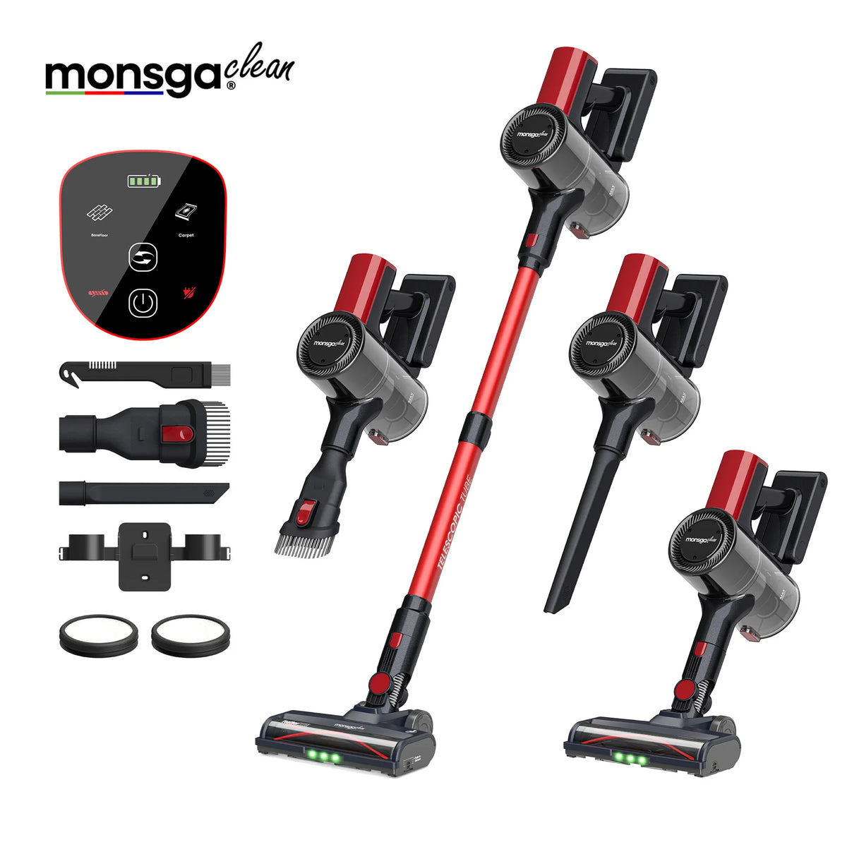 Monsga Cordless Vacuum Featuring Anti Tangle Brush And HEPA Filter