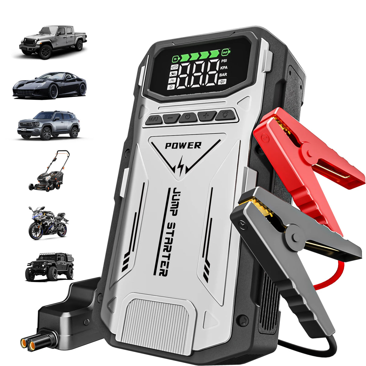 FeatOU Portable Car Jump Starter Air Compressor 5000A Peak Battery