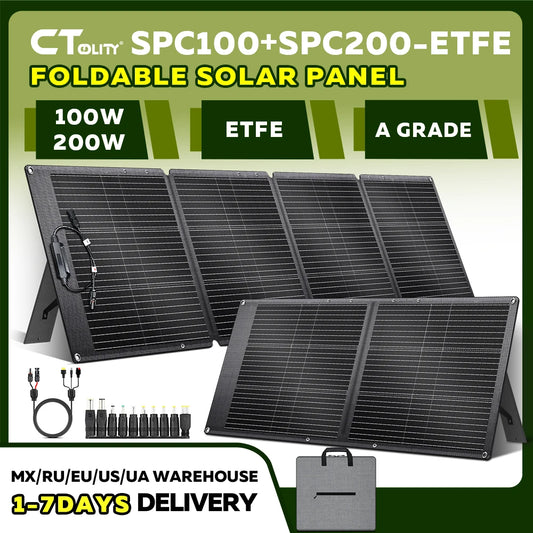 CTOLITY Foldable Etfe Solar Panel 100 Watt Portable Charger