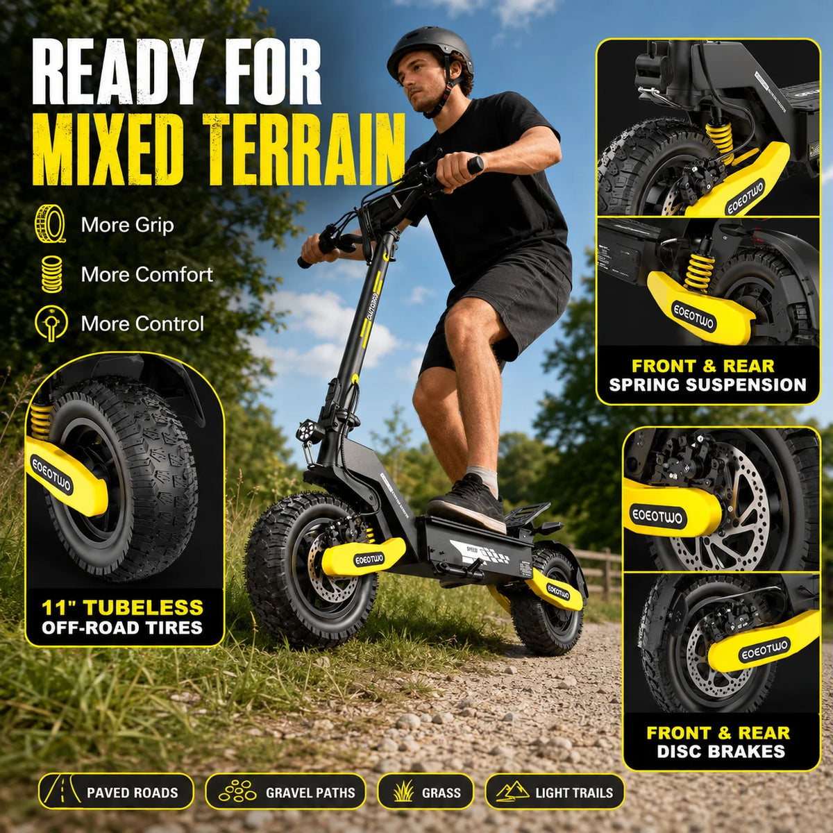 Eoeotwo 1200W Foldable Off Road Electric Scooter 30MPH
