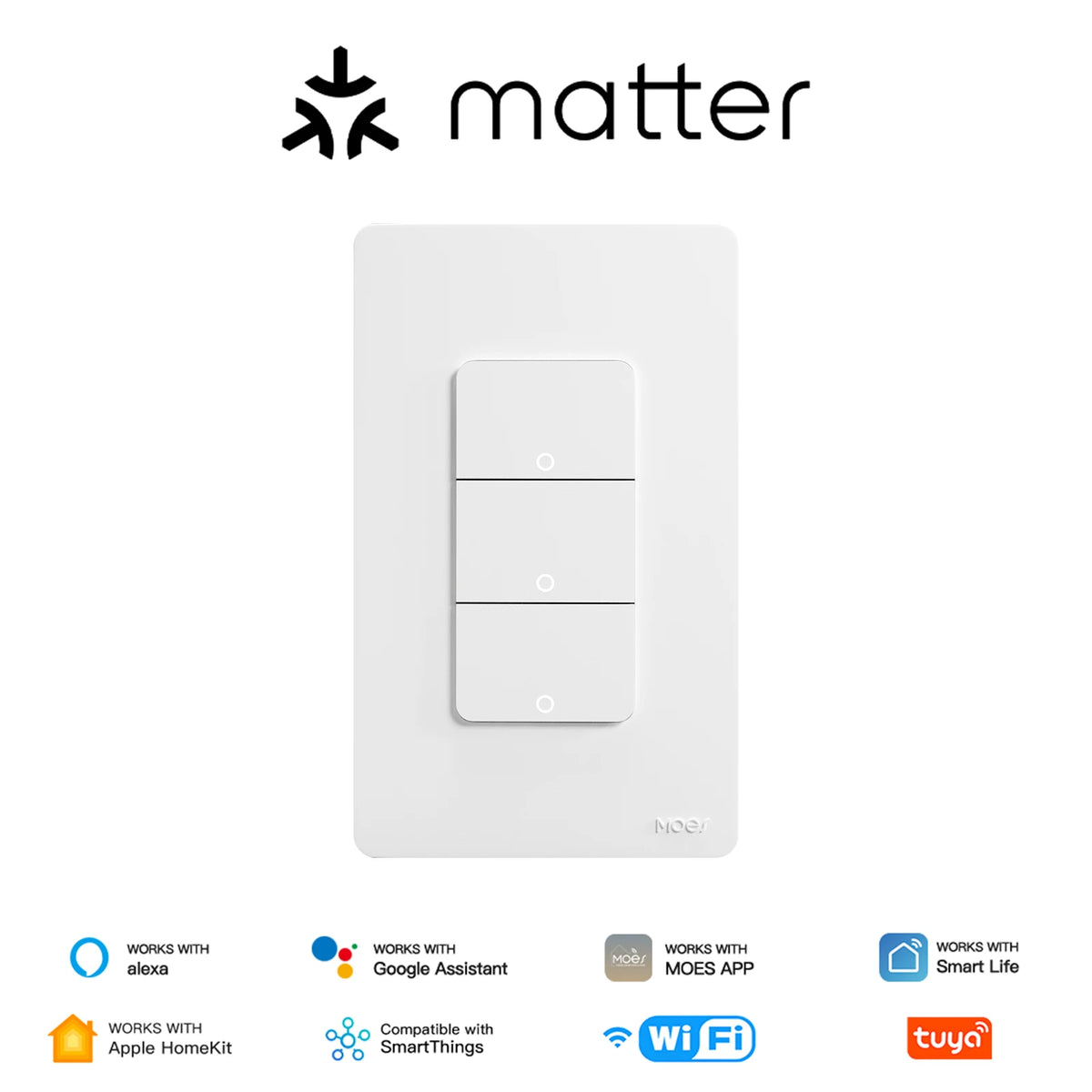 Moes Matter WiFi Smart Light Button Switch App Control